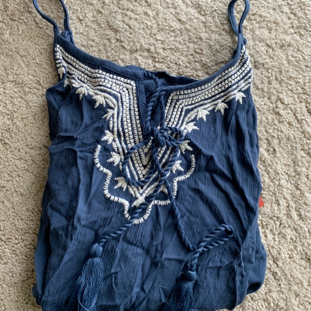 NWT blue embroidered tank